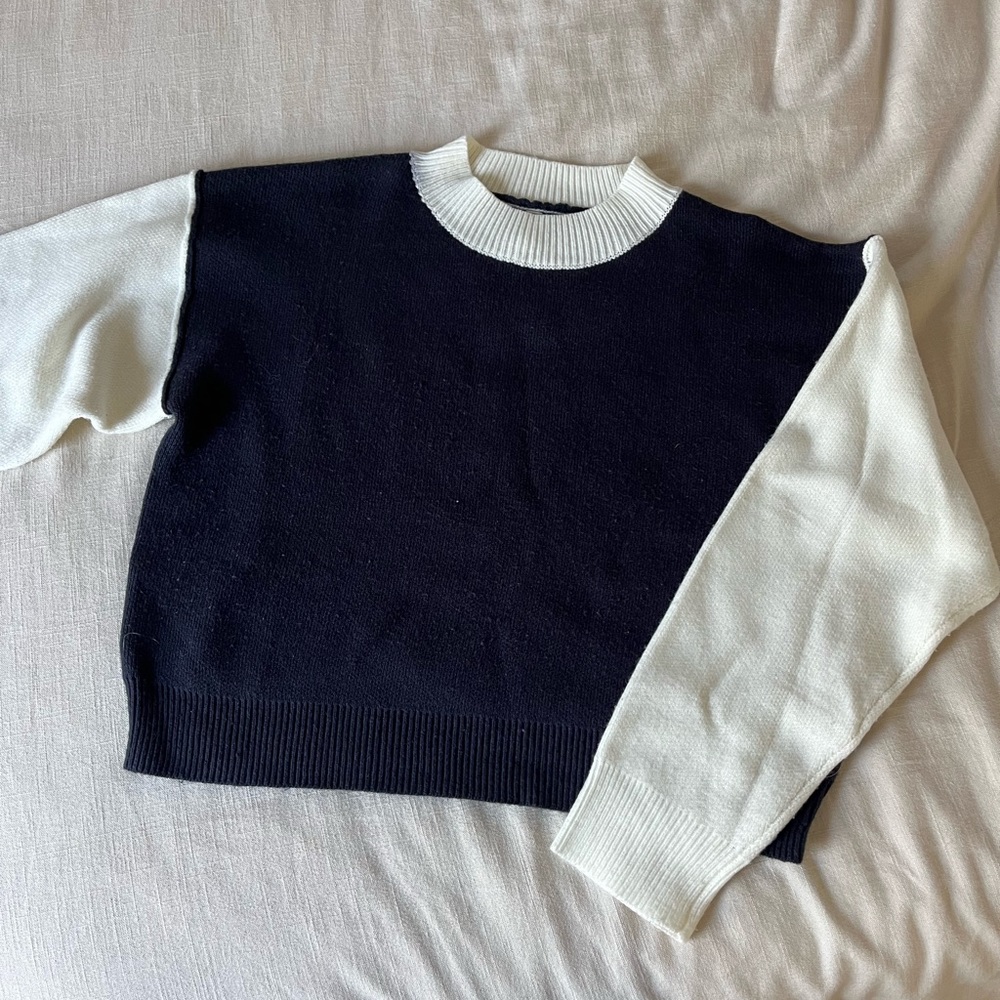 Navy + White Sweater